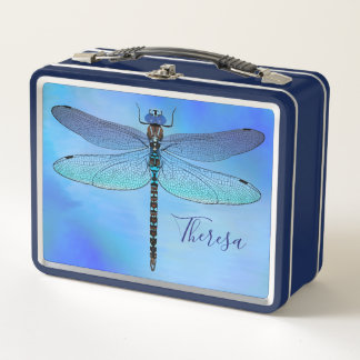 Personalized Dragonfly Navy Lunch Box