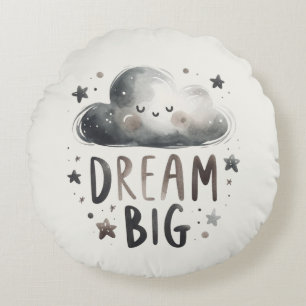 Personalized Dream Big - Custom Name & Birth Stats Round Cushion