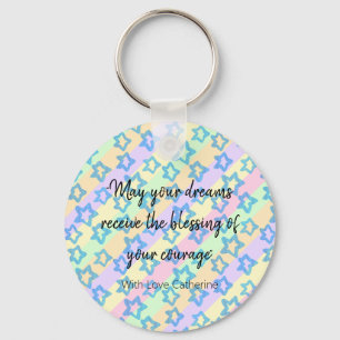 Personalized Dream with Courage Quote Girl Key Ring