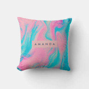 Personalized Dreamy Cotton Candy Pastel Swirl Cushion