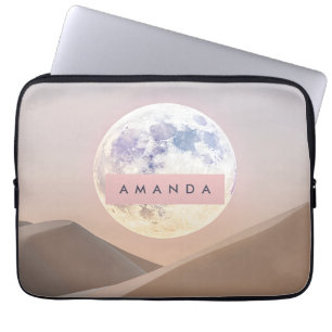Personalized Dreamy Full Moon Over Desert Laptop Sleeve