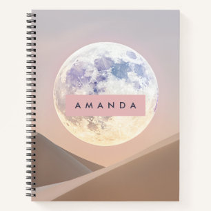 Personalized Dreamy Full Moon Over Desert Notebook