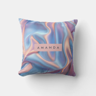 Personalized Dreamy Pastel Iridescent Satin Waves  Cushion