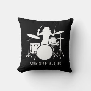 Personalized Drummer Girl   Drums Drummer Gift Cushion