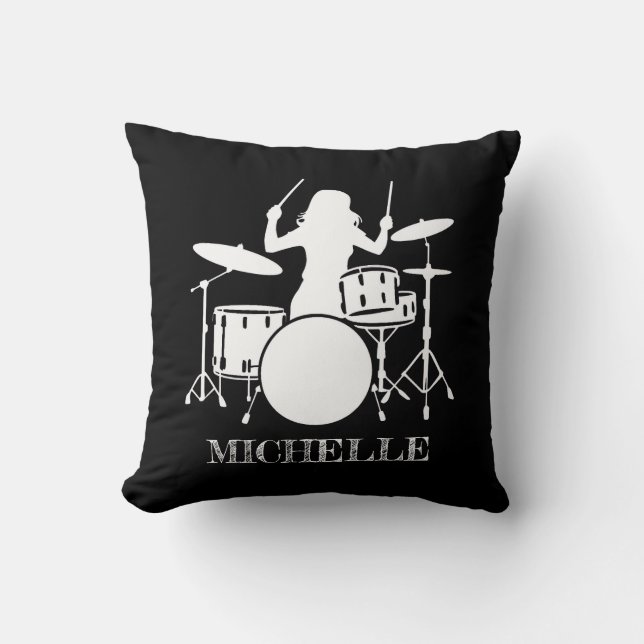 Personalized Drummer Girl | Drums Drummer Gift Cushion (Front)