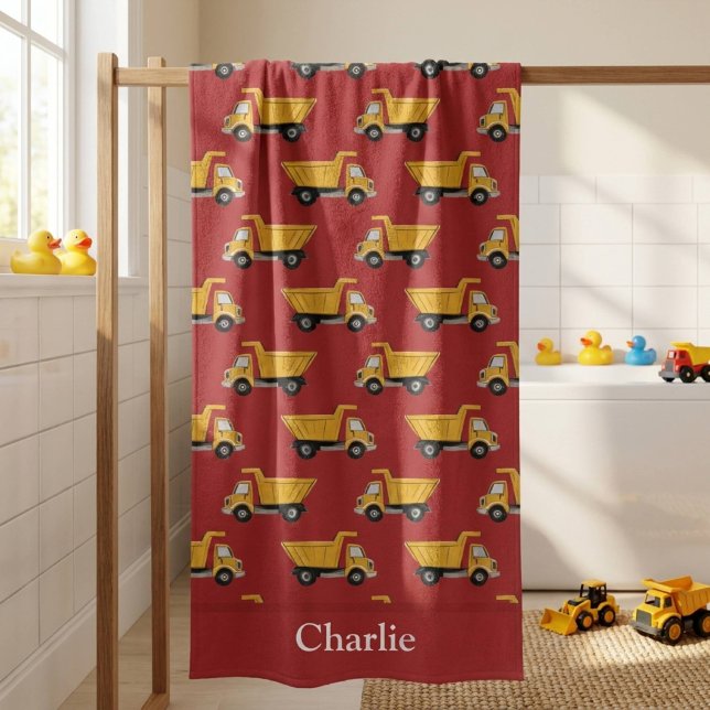 Personalized Dump Truck Kids Bath Towel (Creator Uploaded)