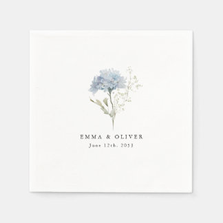Personalized Dusty Blue Watercolor Wedding Napkins