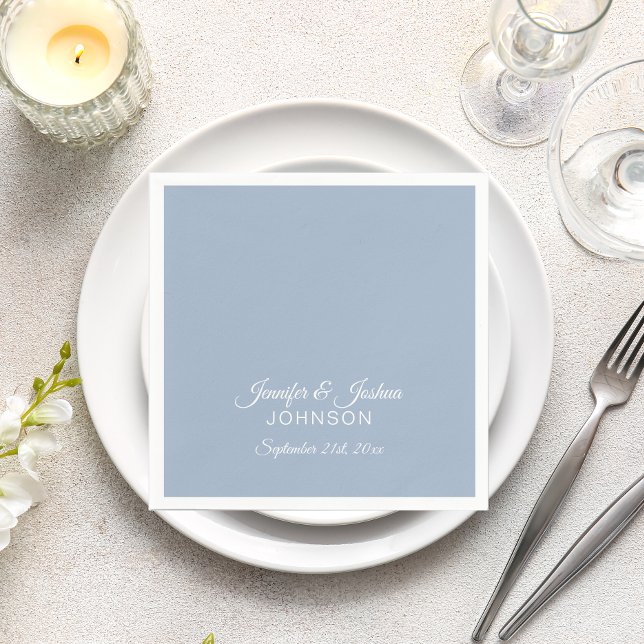 Personalized Dusty BLUE Wedding Napkin (Creator Uploaded)