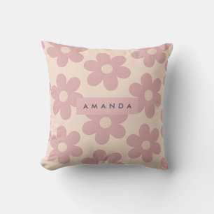 Personalized Dusty Rose Daisy Flowers Cushion