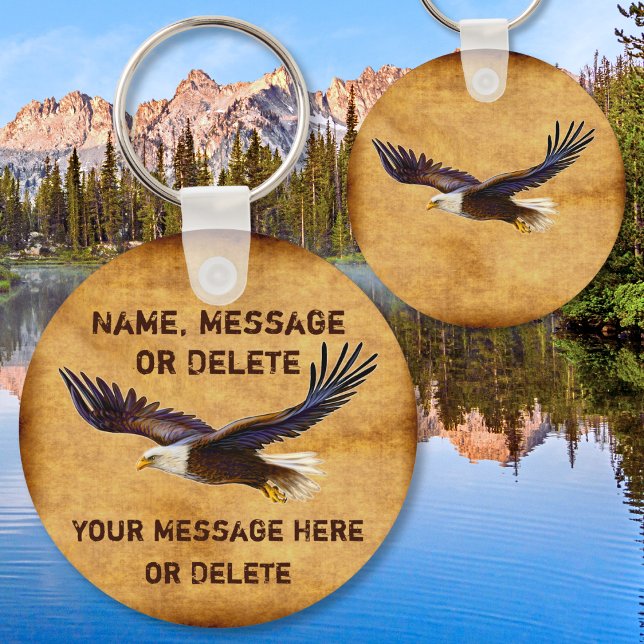 Personalized Eagle Keychain, Eagle Party Favors Key Ring (Eagle Keychains. Eagle party favors. Personalized eagle gifts with vintage look. Eagle party ideas.)