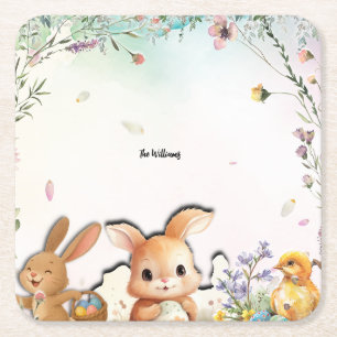 Personalized Easter Brunch Paper Square Coaster
