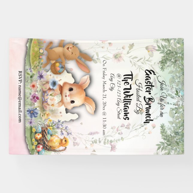 Personalized Easter Brunch Party Banner (Horizontal)