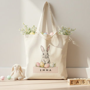 Personalized Easter Bunny with Name Custom  Tote Bag