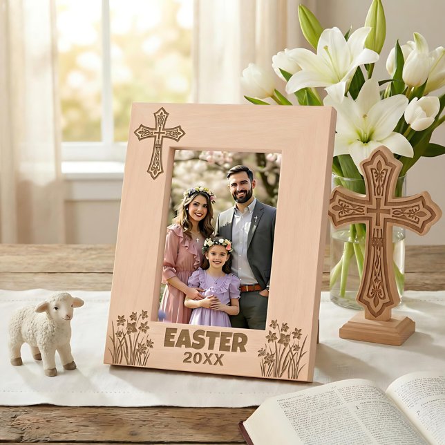 Personalized Easter Cross with Daffodils Etched Frames (Creator Uploaded)
