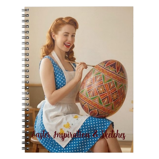 Personalized Easter Retro Artist Ginger Girl Noteb Notebook (Front)