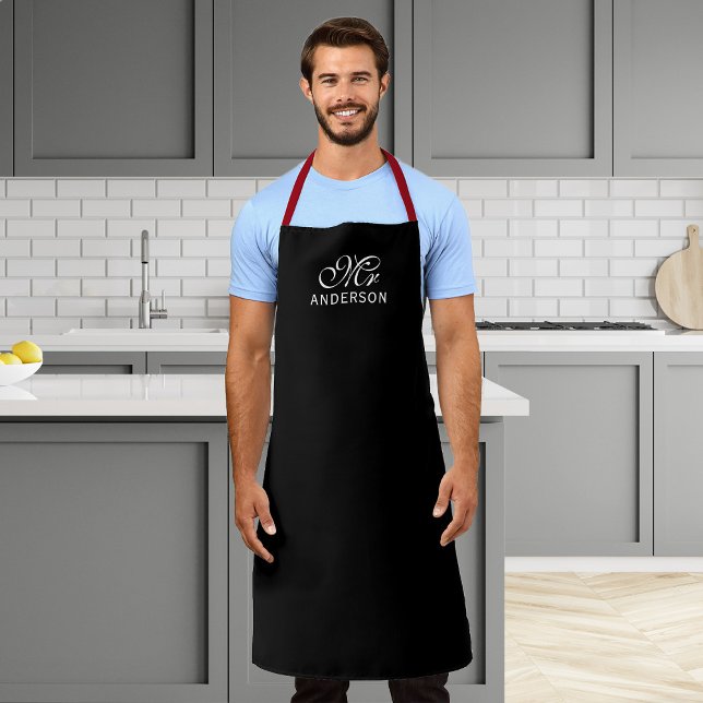 Personalized Editable Colors Elegant Script Mr Apron (Creator Uploaded)