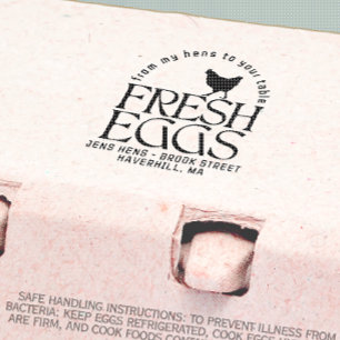 PERSONALIZED EGG CARTON LOGO Fresh Eggs Hen Rubber Stamp