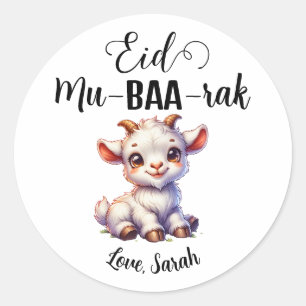 Personalized Eid Mubarak Round Goat Stickers