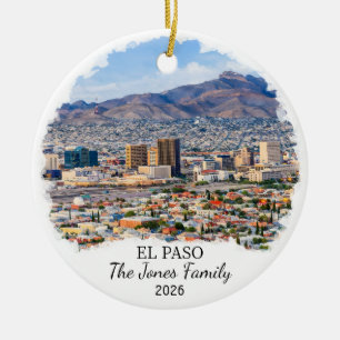 Personalized El Paso Ornament, Custom Texas Ceramic Ornament
