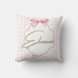 Personalized Eleanor Baby Girl Nursery Gingham Cushion