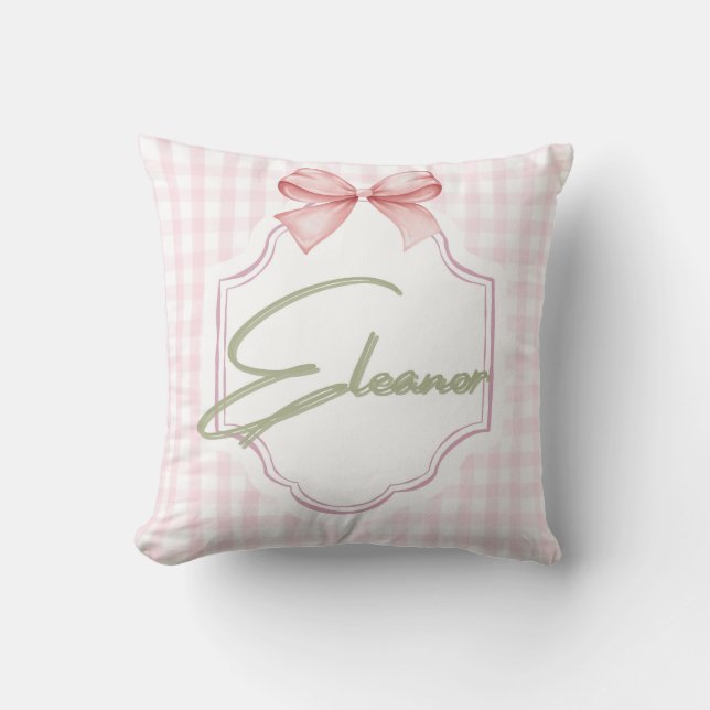 Personalized Eleanor Baby Girl Nursery Gingham  Cushion (Front)