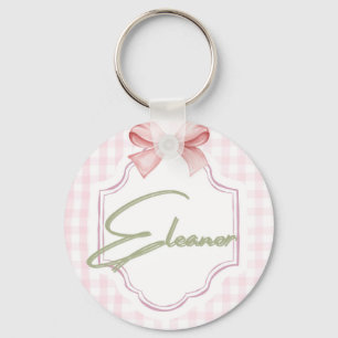 Personalized Eleanor Baby Girl Nursery Gingham Key Ring