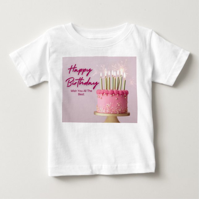 Personalized Elegant Birthday Greeting Card with P Baby T-Shirt (Front)