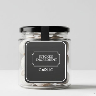 Personalized Elegant Black Square Food Labels 