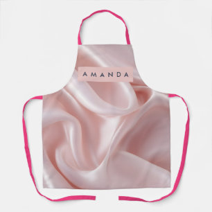Personalized Elegant Blush Pink Satin Design Apron