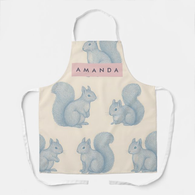 Personalized Elegant Charming Squirrel Pattern Apron (Front)