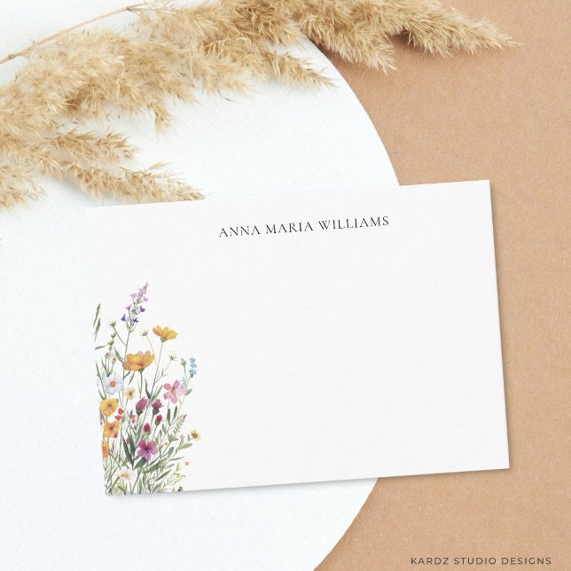  Personalized Elegant Chic Floral Note Card (Card is shown in 3.5 by 2.5 inches. Choose size, paper and corner style.)