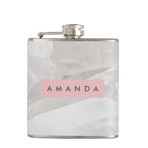 Personalized Elegant Clear Quartz Crystal Hip Flask