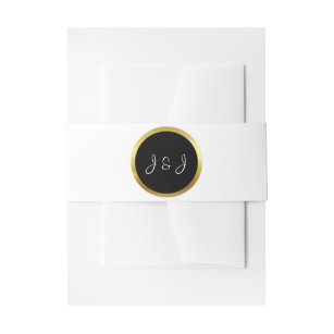 Personalized Elegant Custom Black & Gold Wedding Invitation Belly Band