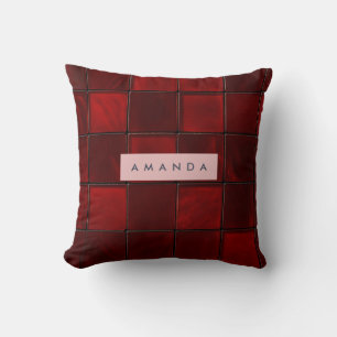 Personalized Elegant Deep Red Glass Tile Pattern Cushion