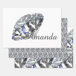 Personalized Elegant Diamonds Wrapping Paper Sheet