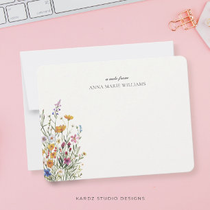 Personalized Elegant Floral Boho Chic Note Card 
