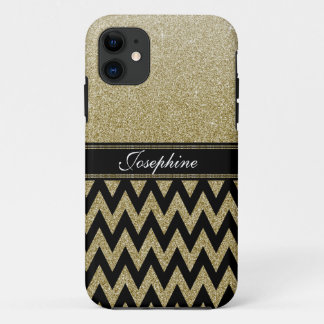 Personalized Elegant Gold Sparkle Glitter Name iPhone 11 Case