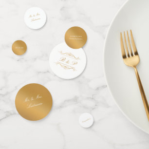 Personalized Elegant Gold & White Monogram Wedding Confetti