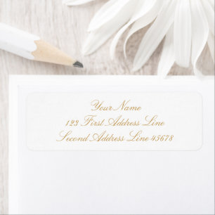 Personalized Elegant Gold & White Return Address Label