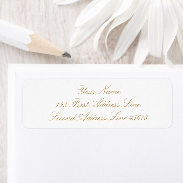 Personalized Elegant Gold & White Return Address Label (Insitu)