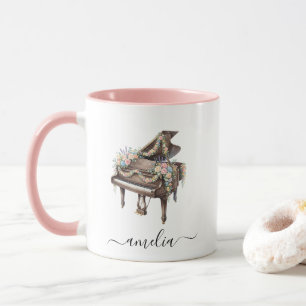 Personalized Elegant Grand Piano with Flowers      Mug