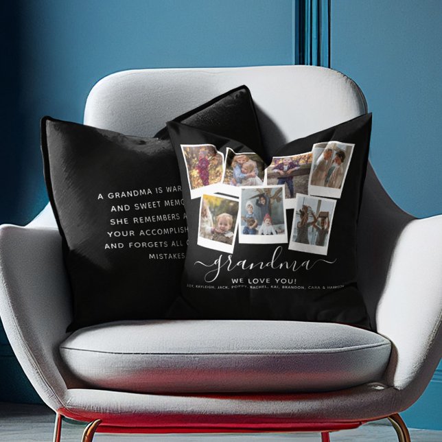 Personalized Elegant Grandma Quote & Photo Collage Cushion (Creator Uploaded)