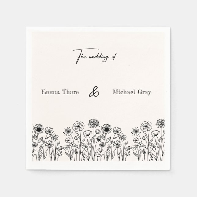 Personalized Elegant Minimalistic Wedding Napkins (Front)