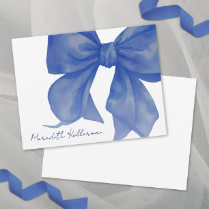 Personalized Elegant Navy Blue Bow Name Card