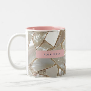 Personalized Elegant Pastel of Pearl Mosaic Two-Tone Coffee Mug