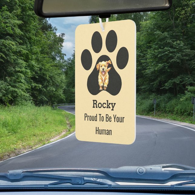 Personalized Elegant Pet Name Paw Proud Dog Owner Car Air Freshener (Creator Uploaded)