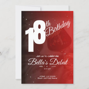 Personalized Elegant Red 18th Birthday Invitation