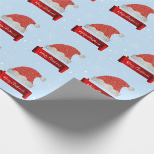 Personalized Elegant Red Glitter Santa Hat Wrapping Paper