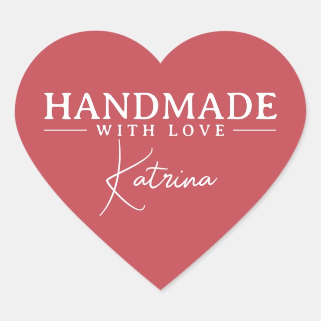 Personalized Elegant Red Heart Sticker (Front)