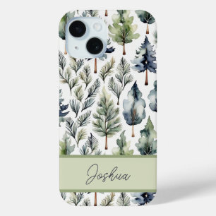 Personalized Elegant Sage Green Fir Tree  iPhone 15 Case